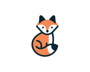 Obraz premium Minimalist Fox Vector Illustration with Geometric Design Elements