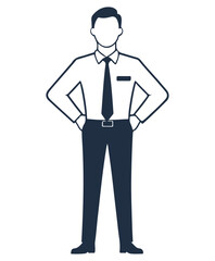 simple worker ready to work standing shape vector illustration
