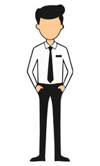 simple businessman cartoon character shape with no face, simple businessman character with no face