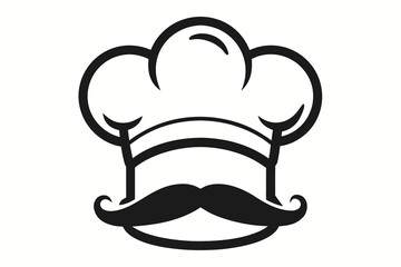 Stylized chef hat and mustache icon representing culinary excellence and professionalism