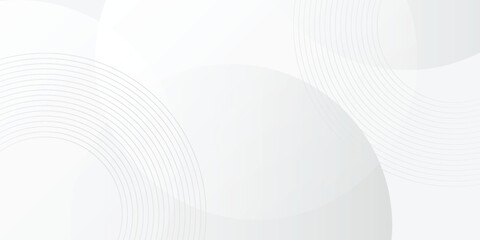 White geometric abstract background overlap layer on bright space with lines effect decoration. Modern graphic design element circles style concept for banner.