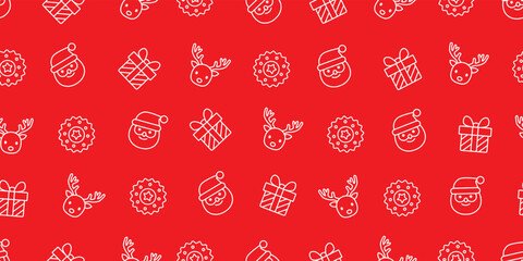 Seamless Pattern of Christmas Illustrations Background Design.
クリスマスイラストのシームレスパターン・背景素材