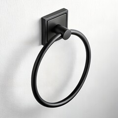 Modern Black Metal Towel Ring Mockup