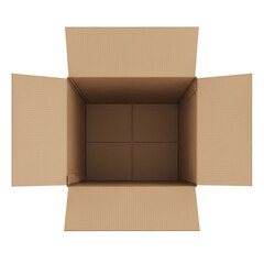 Open Cardboard Box Top View Empty Packaging Container Box Illustration Isolated Transparent PNG Image