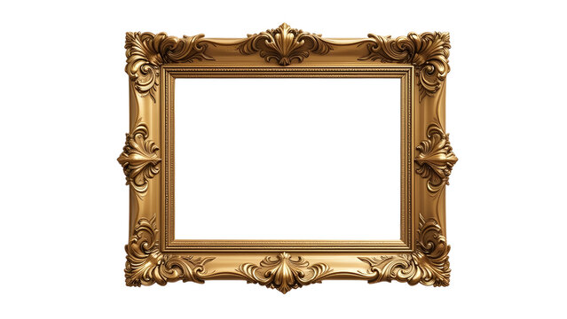 Download golden ornate frame png for picture or mirror with luxury vintage victorian style design 100 on transparent background - Powered by Adobe