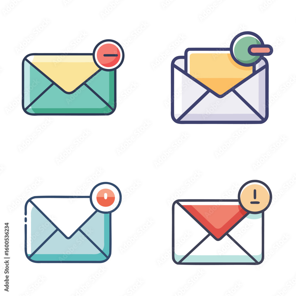 Aufkleber minimalist envelope icon with notification badge symbolizing email communication on white background
