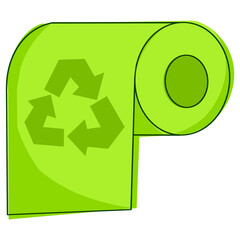 Toilet paper, green tissues on transparent png.