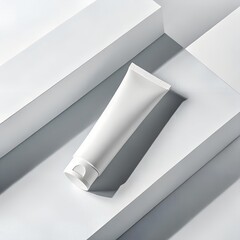 Diagonal White Cosmetic Tube Mockup