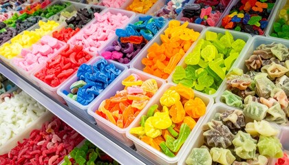 Fototapeta premium “Sweet Mosaic: A Spectrum of Gummy Delights”