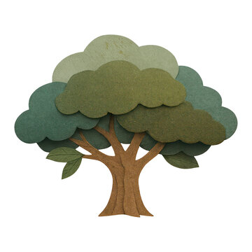 PNG Layered paper cut tree illustration.