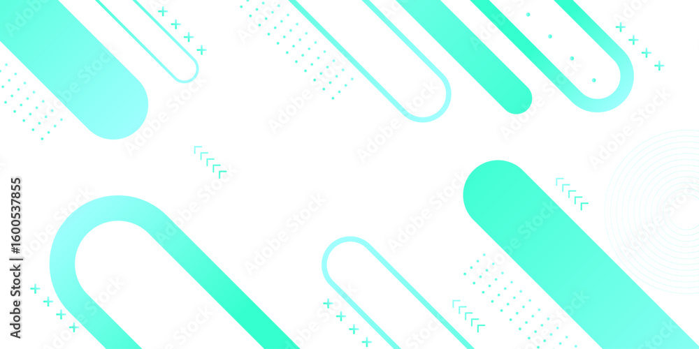 Poster minimal background with rounded diagonal shapes in green and cyan tones, ideal for technology themes