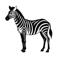 Standing Zebra Vector Silhouette