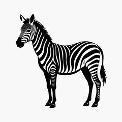 Standing Zebra Vector Silhouette