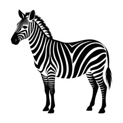Standing Zebra Vector Silhouette