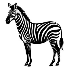 Standing Zebra Vector Silhouette