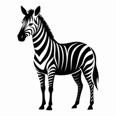 Standing Zebra Vector Silhouette