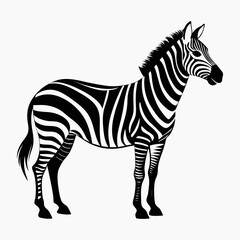 Standing Zebra Vector Silhouette