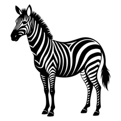 Standing Zebra Vector Silhouette