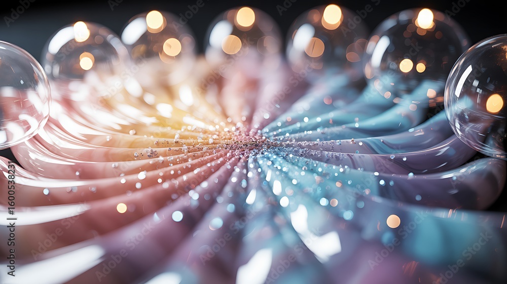 Poster a closeup shallow depth of field shot showcases a swirling colorful abstract pattern with bokeh ligh