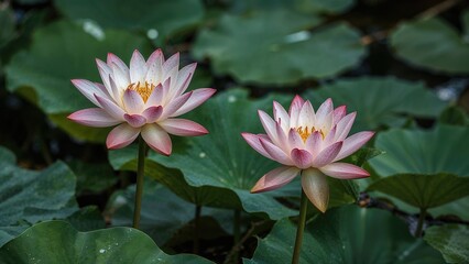 Blooming lotus flower on a calm pond