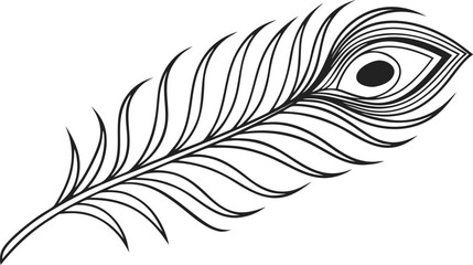 Obraz premium Peacock Feather Line Art Illustration in Black and White