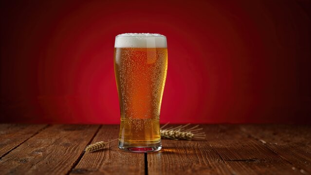 Pint glass filled with craft pale ale beer seen from the bottom against a transparent background
