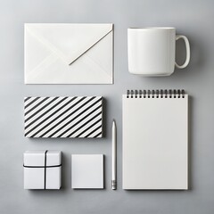 Minimalist Stationery Mockup with Notebook, Pen, and Coffee Mug