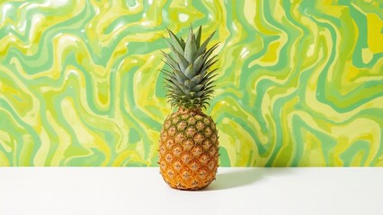 Tropical fruit with green and yellow skin