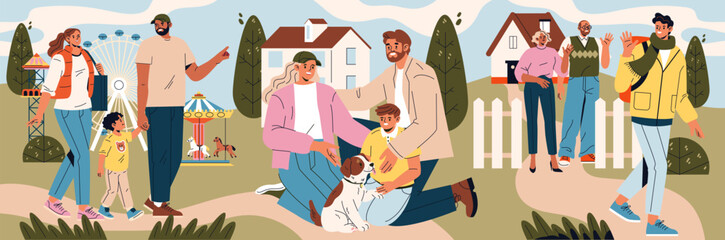 Family Enjoying a Day Out in the Neighborhood