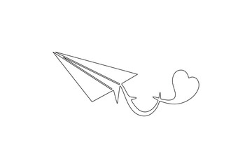 Paper plane continuous one line drawing vector illustration
