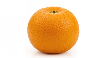 Single fresh orange placed against a white surface
