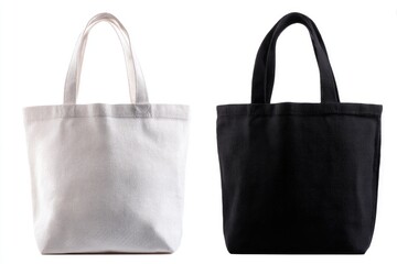 Silver and Black Sparkly Tote Bags on White Background