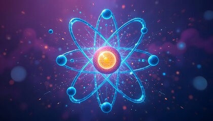 Explore atomic energy with a stunning representation of a vibrant atom for science and technology projects