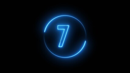 Glowing neon number. Neon counting number 7 text illustration.