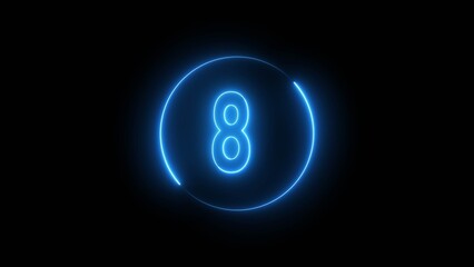 Glowing neon number. Neon counting number 8 text illustration.