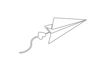 Paper plane continuous one line drawing vector illustration
