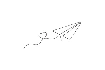 Paper plane continuous one line drawing vector illustration
