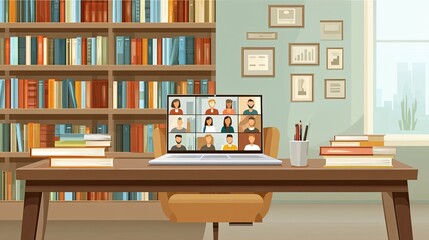 Online meeting in a library