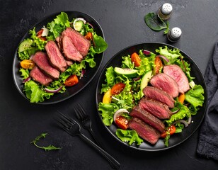 Carnes con ensalada fresca