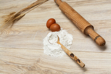 Wheat and Dough Love Story – Heart in Flour on Wooden Table