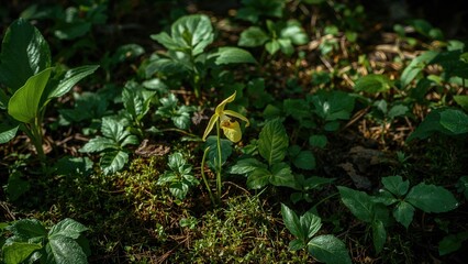 Obraz premium Yellow Bloom of a Terrestrial Orchid