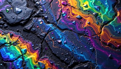 a luxury lgbt pride background featuring rainbow opal textures, with charcoal base and vibrant luster overlays, featured in top tier brand visuals supporting pride.