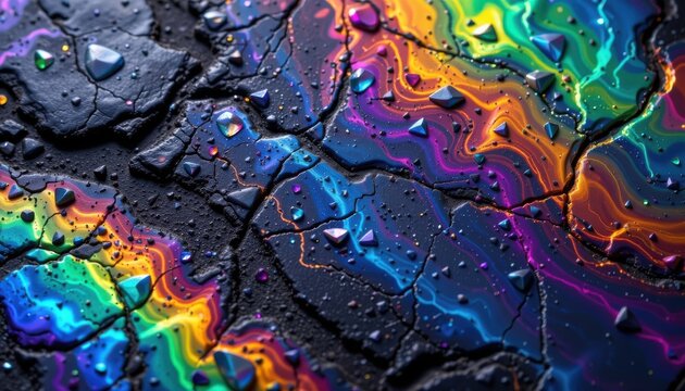 a luxury lgbt pride background featuring rainbow opal textures, with charcoal base and vibrant luster overlays, featured in top tier brand visuals supporting pride.