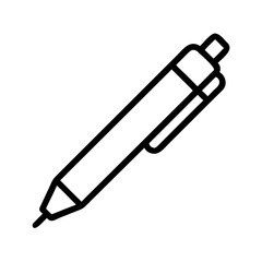 Fototapeta premium Illustration of a black outline pen with a clip and a cap on a white background in a simple design