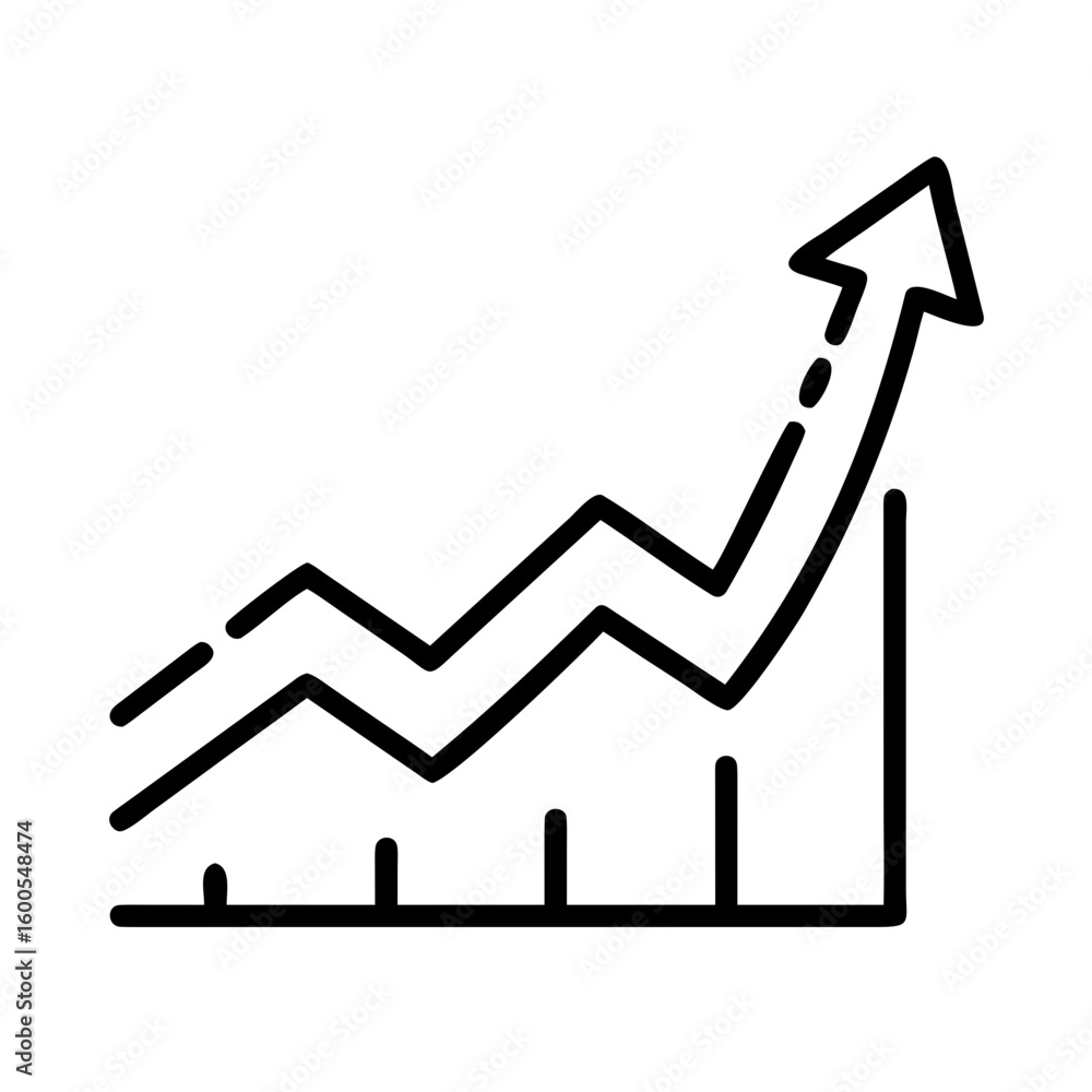 Poster an upward trending line graph with supporting bars showing growth and positive business performance 