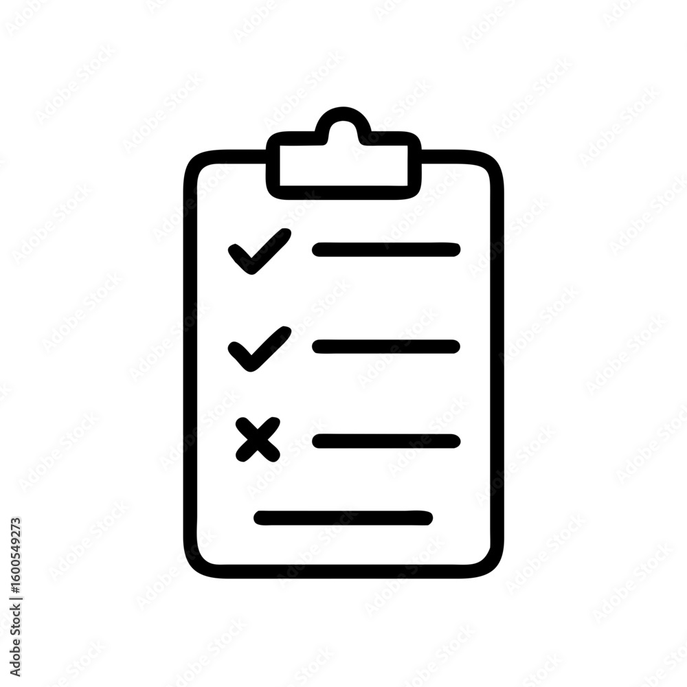 Poster clipboard with check marks and cross mark representing a task list or survey form graphic icon desig
