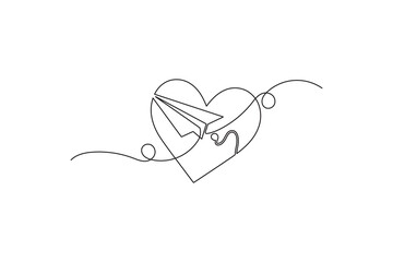 Paper plane continuous one line drawing vector illustration
