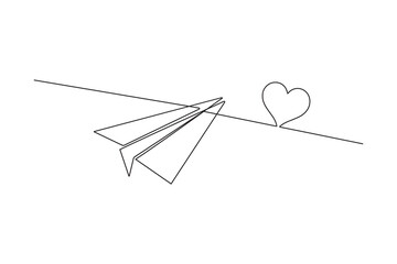 Paper plane continuous one line drawing vector illustration

