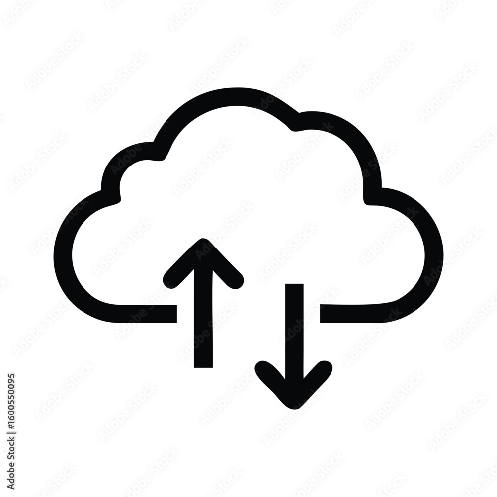 Poster cloud data transfer shows uploading and downloading