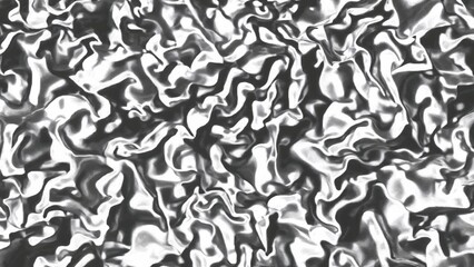 Obraz premium Metallic texture background with distorted waves creating a dynamic and fluid visual pattern in grayscale tones.